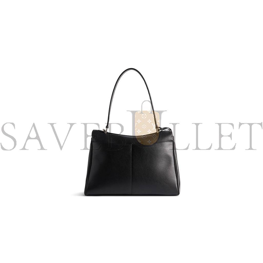 Ba*len*cia*ga rodeo small handbag in black smooth calfskin (29*20*10cm)